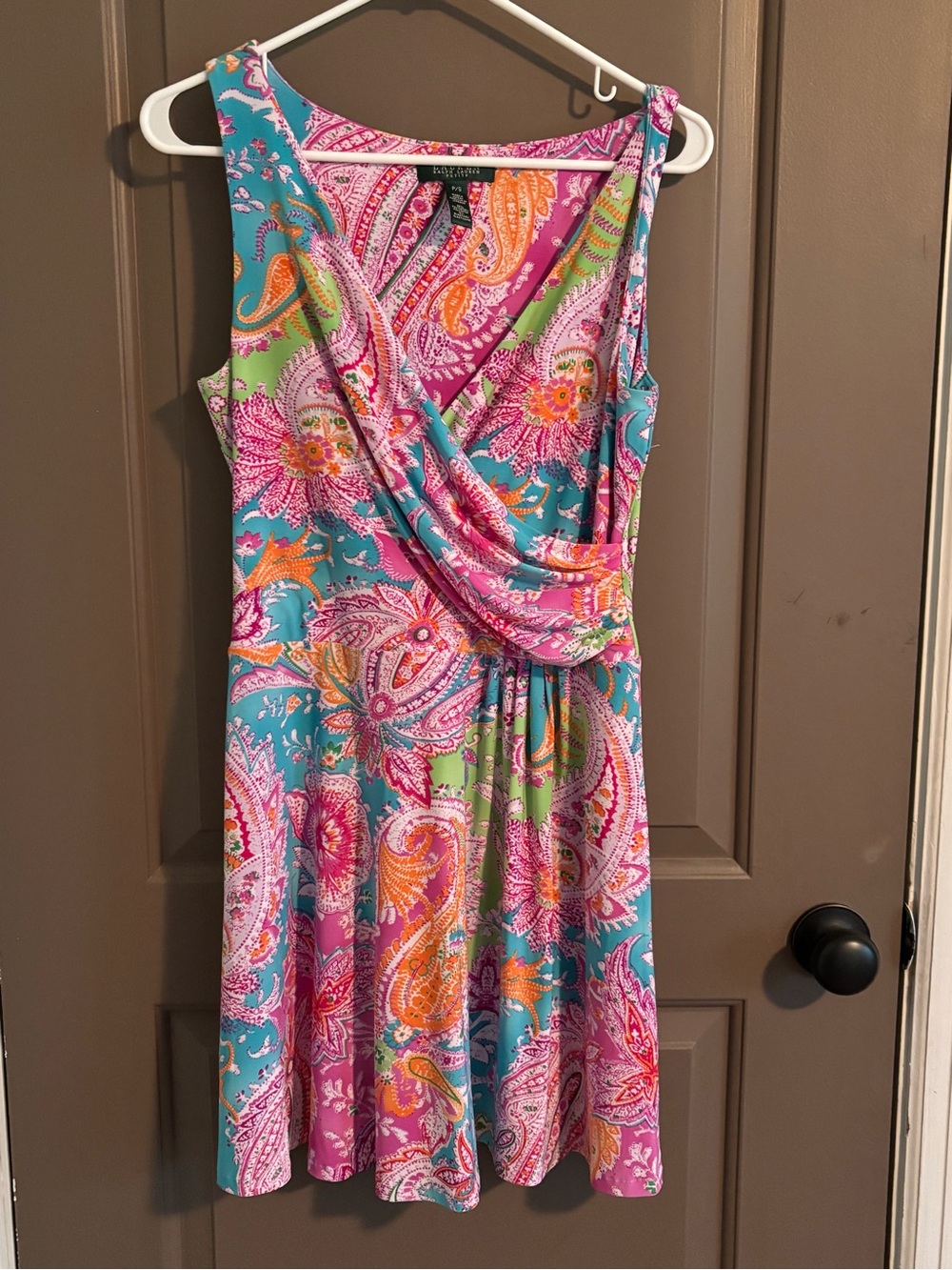 Ralph Lauren Teal, Pink & Orange Paisley Midi Dress